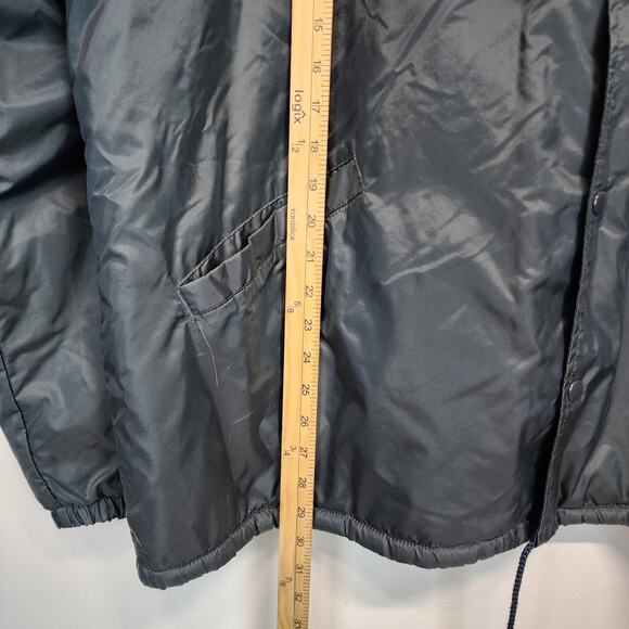 Vintage Auburn Sportswear Button Up Longline Nylon Jacket Fleece Lined 2XL Blue - Picture 9 of 13